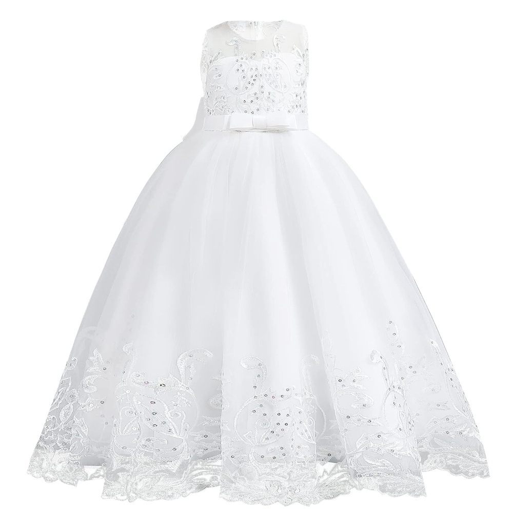 Elegant White Sleeveless Gown with Lace Details